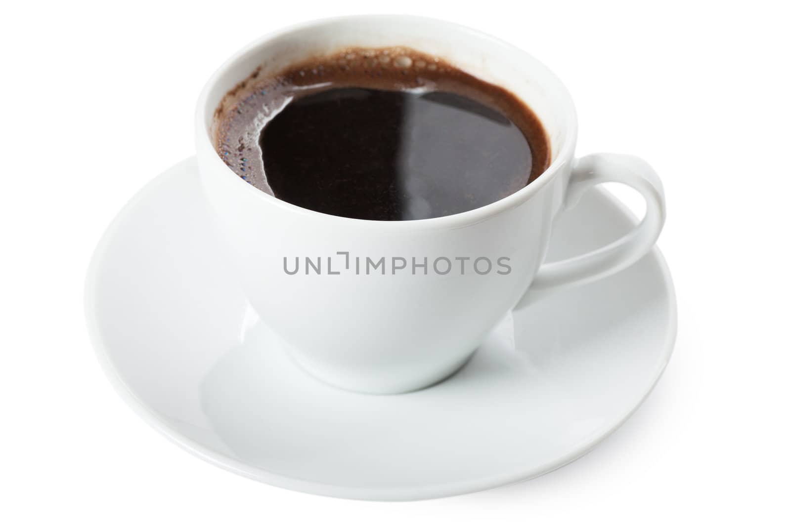 White cup of coffee isolated over white background