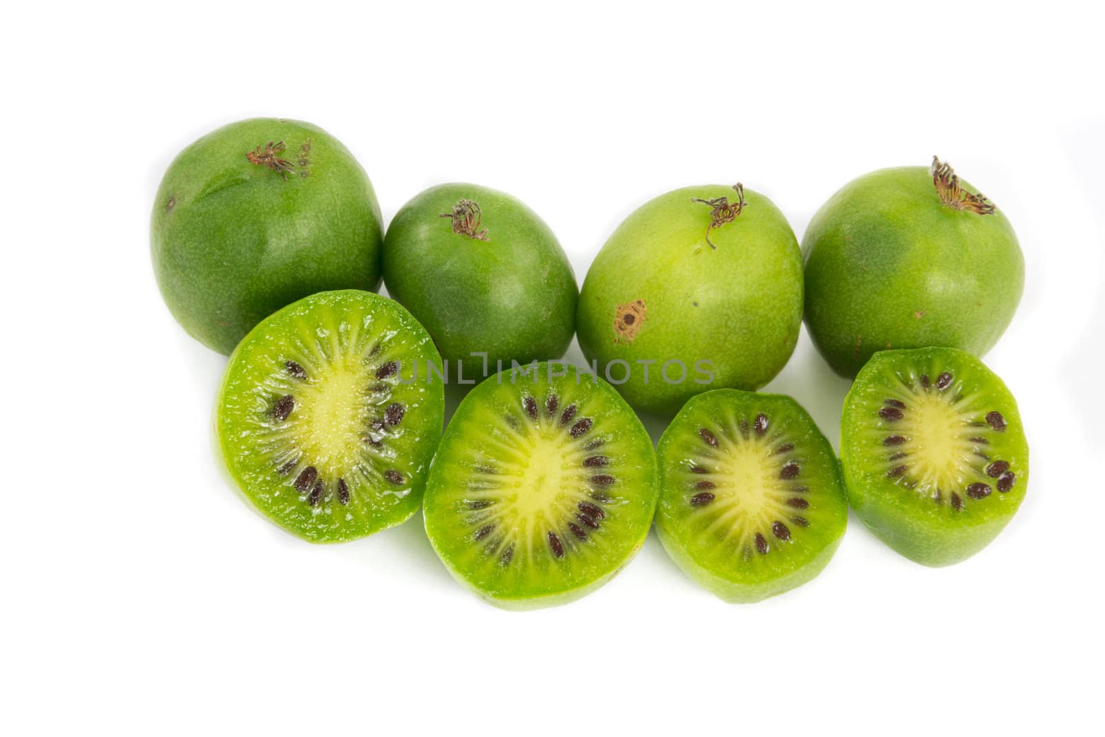 Picture of a bunch of kiwi berries on white