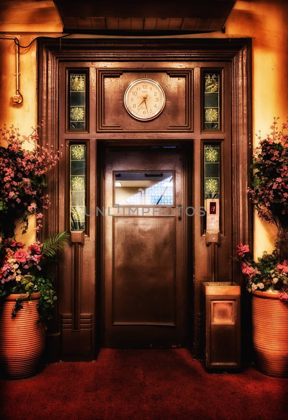 old vintage elevator door in the lobby