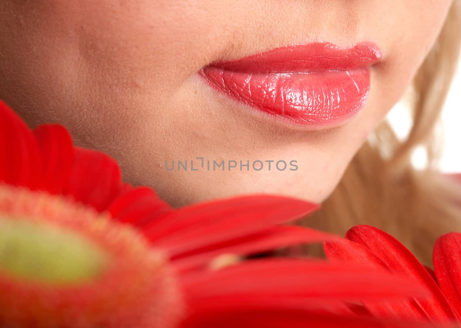 Lips and red flowers by velkol