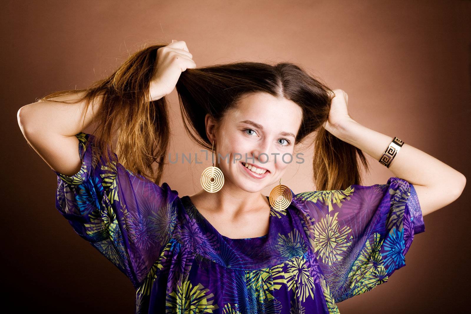 An image of a portrait of a joyful  girl