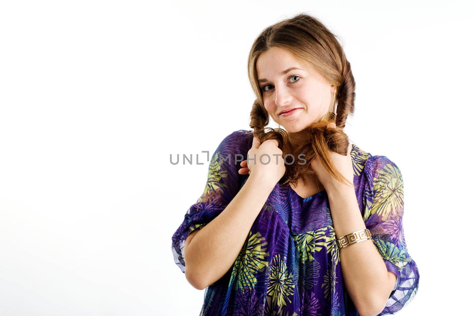 An image of a portrait of a playful girl