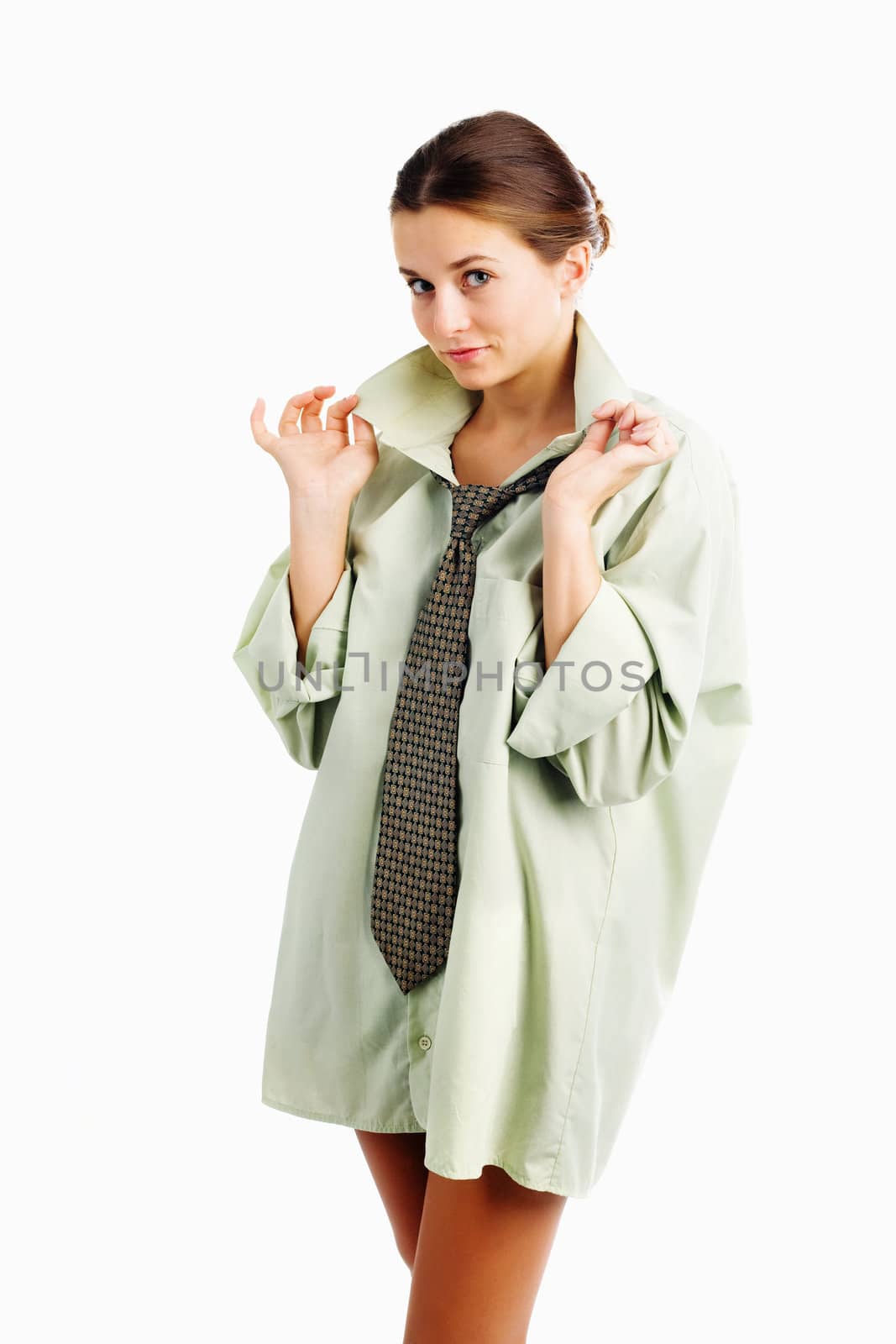 An image of a beautiful girl in green shirt