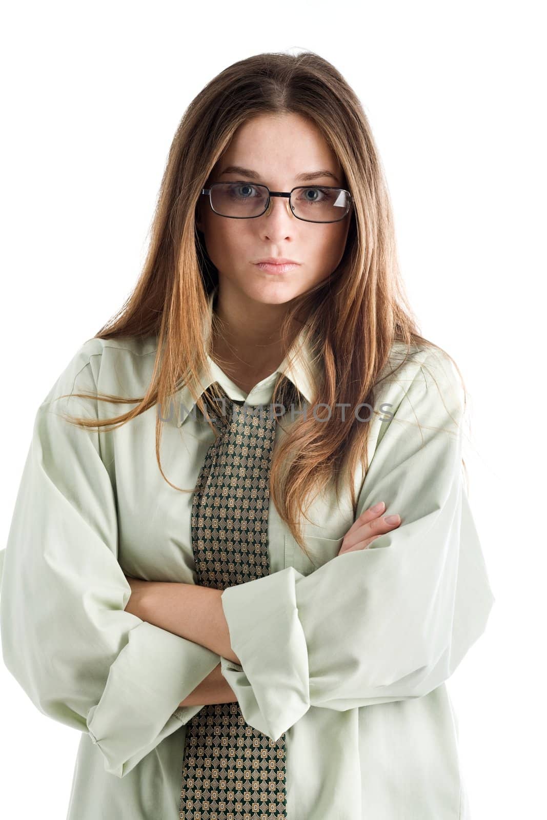 An image of a young girl in glasses
