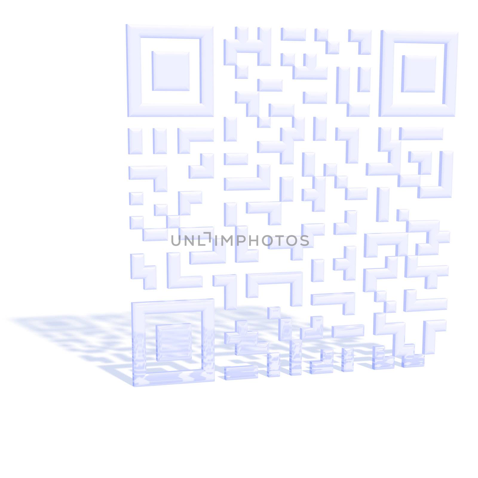 Abstract example of a three-dimensional QR code as a background