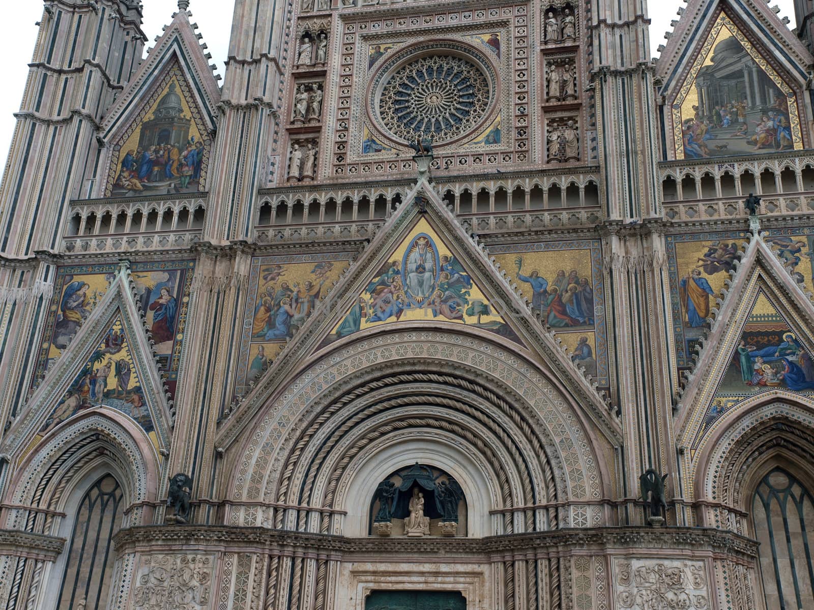 Orvieto - Duomo facade.West front of the Gothic facade of the Orvieto Cathedral, designed by Lorenzo Maitani.
