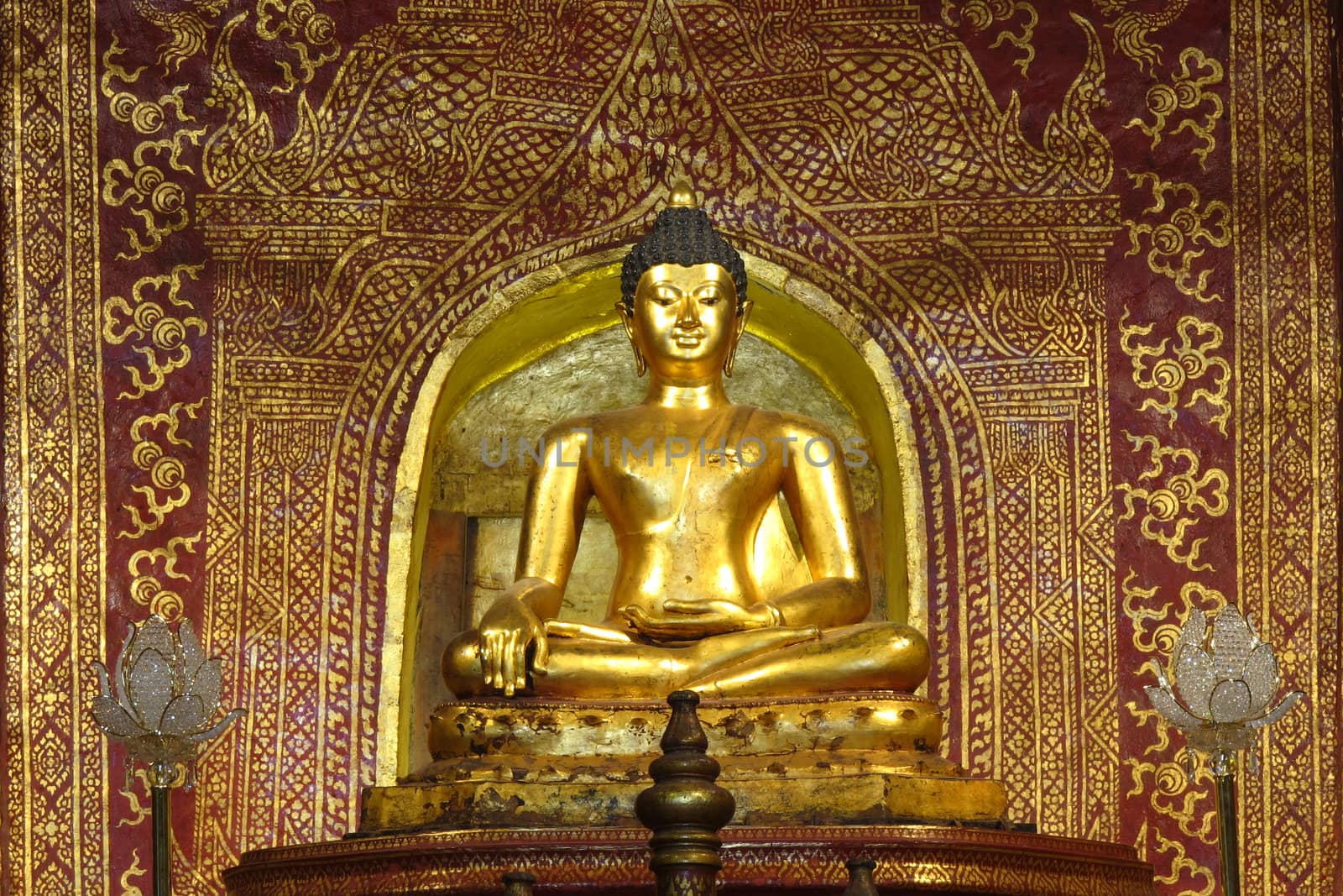 Golden Buddha at Phra Singh temple, Chiang Mai Thailand