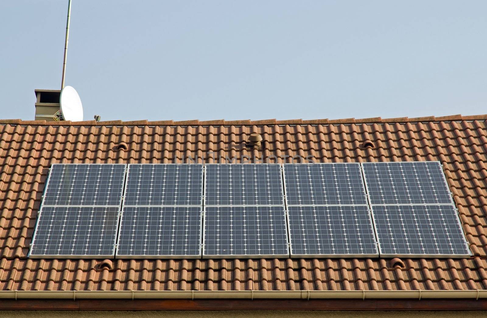 photovoltaic panel on the roof of a house