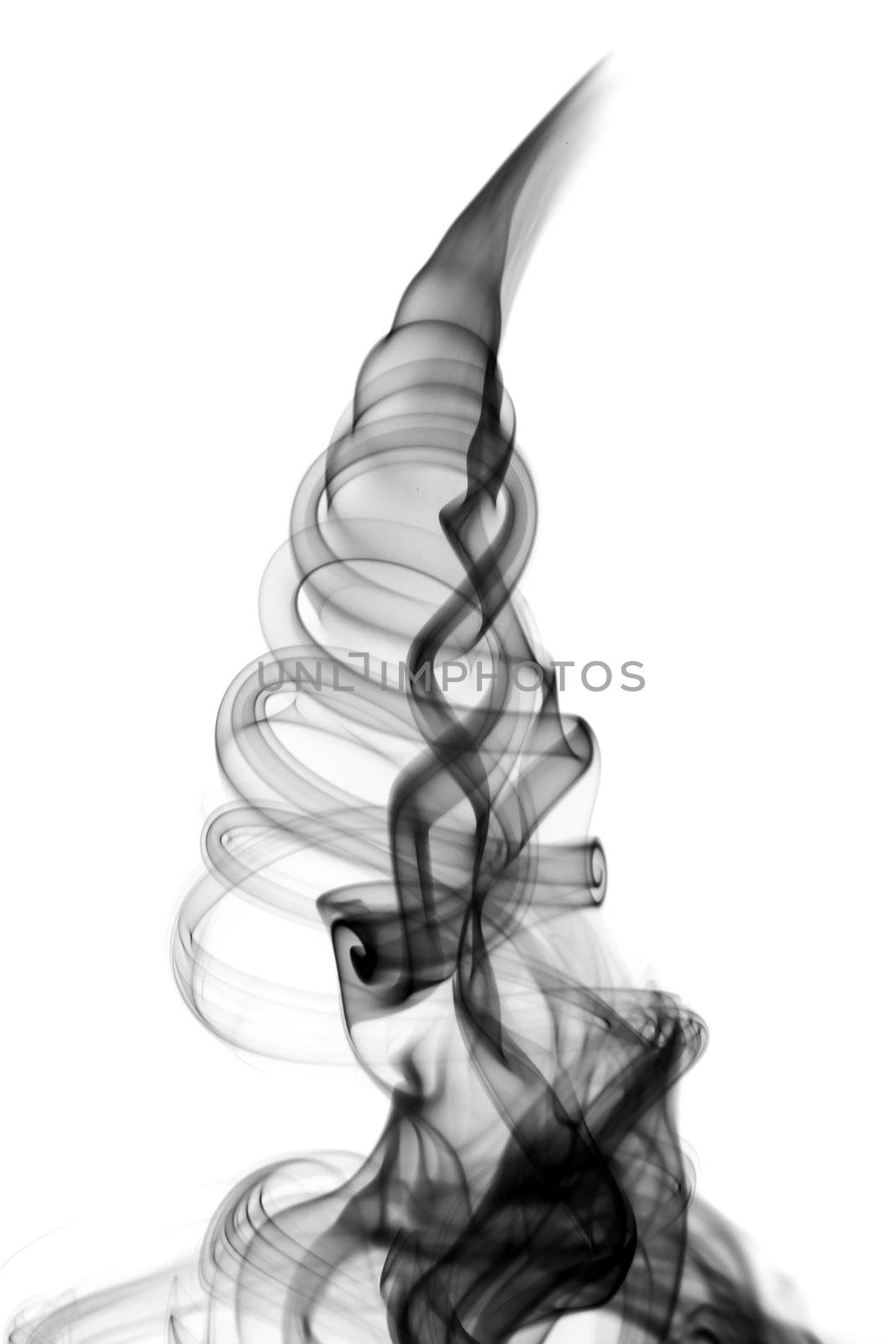 Abstract fume vertical swirl over the white background