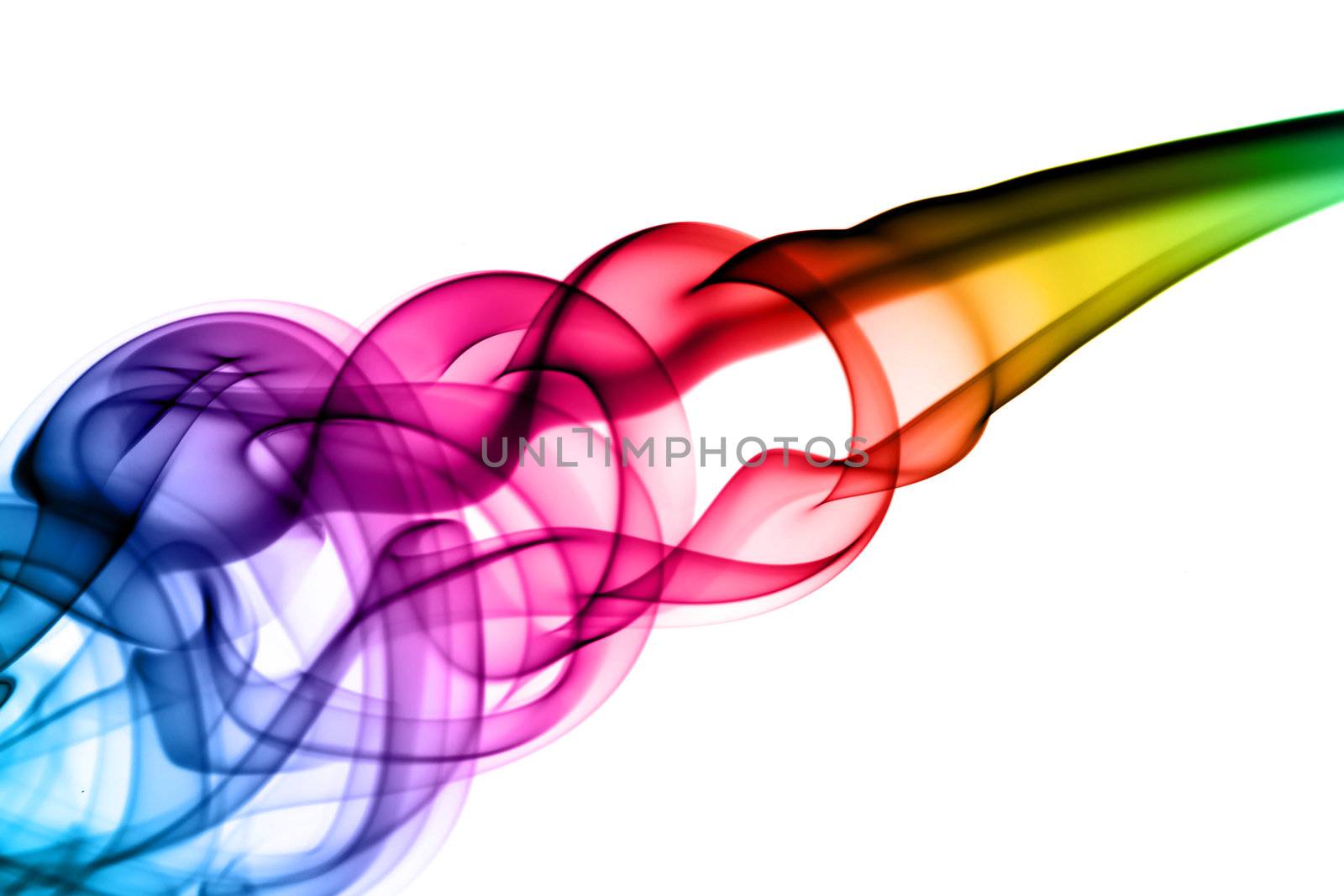 Bright colorful smoke Abstraction over the white background