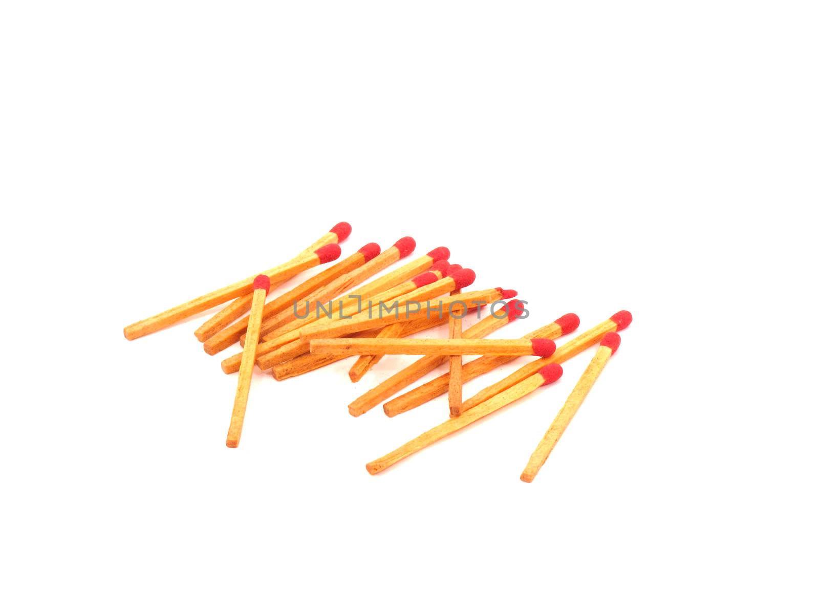 Group of matches on white background