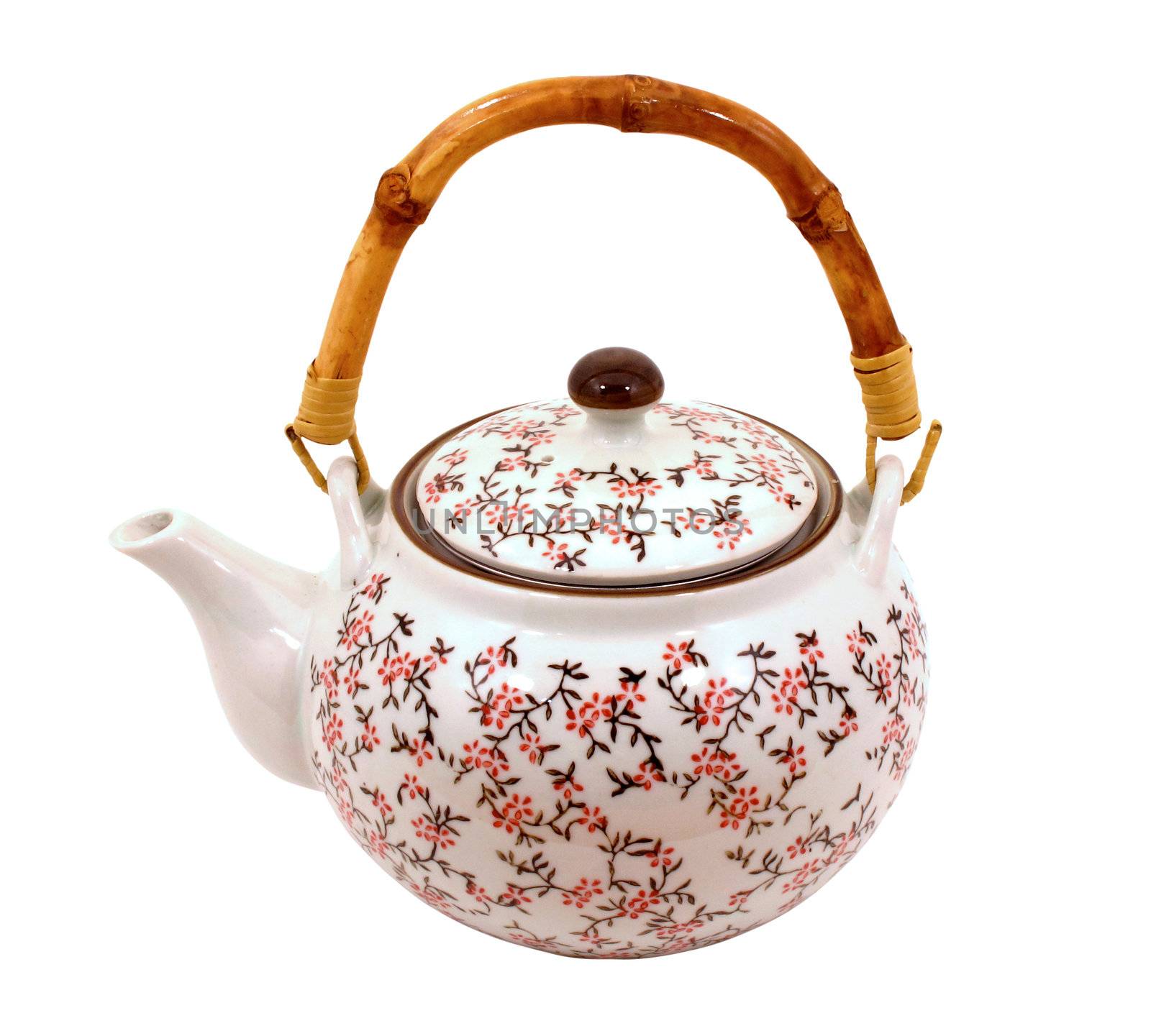 Japanese tea pot isolated with clipping path