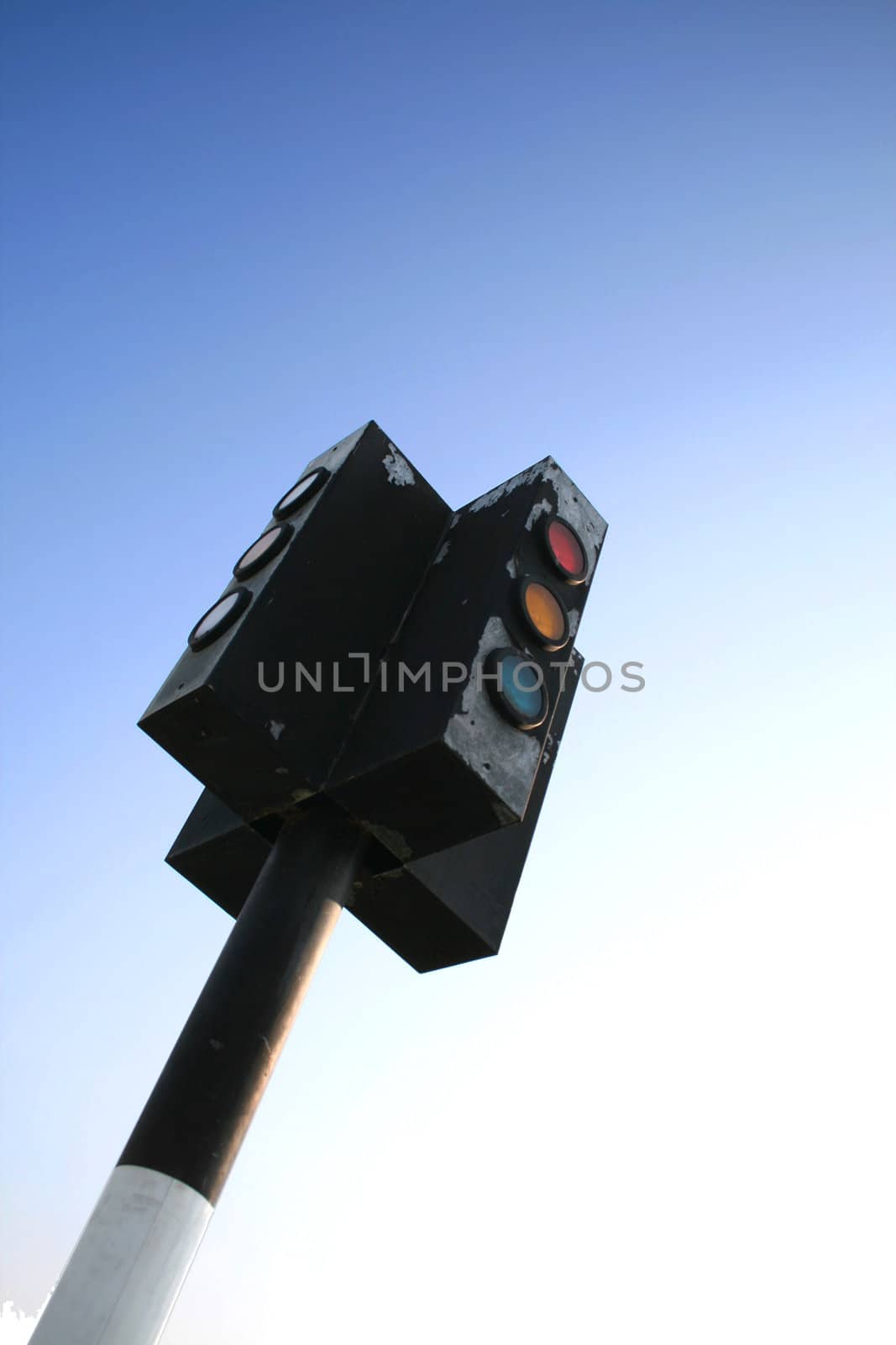 Traffic light with blue sky