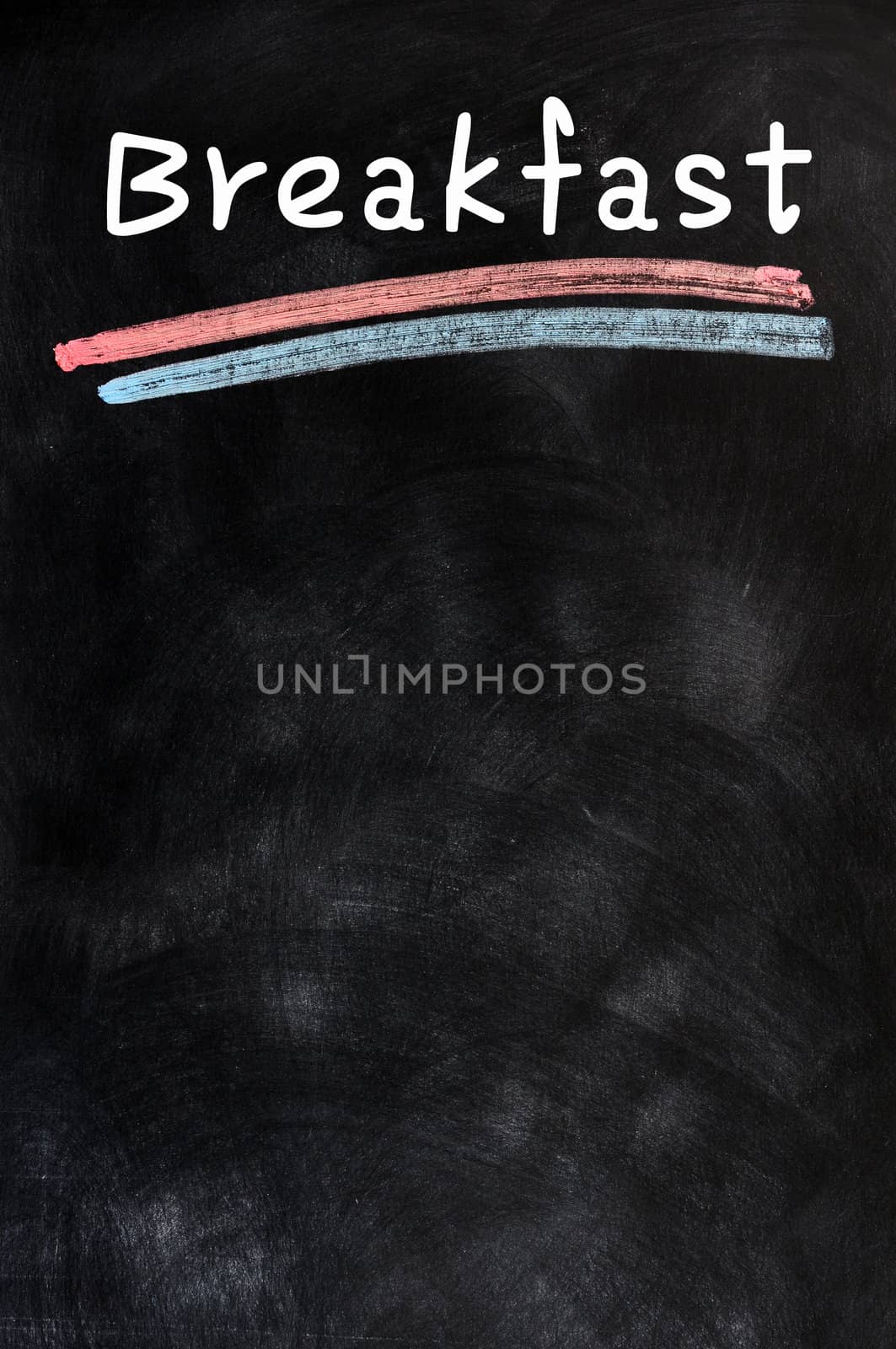 Blank breakfast menu on a blackboard