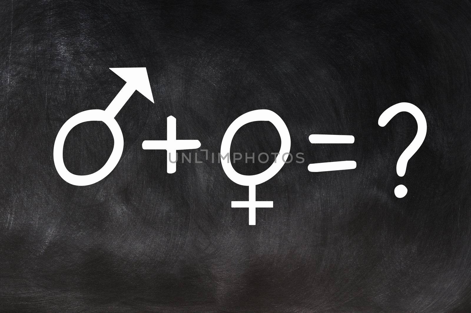 Sex symbols concept and formula on a blackboard