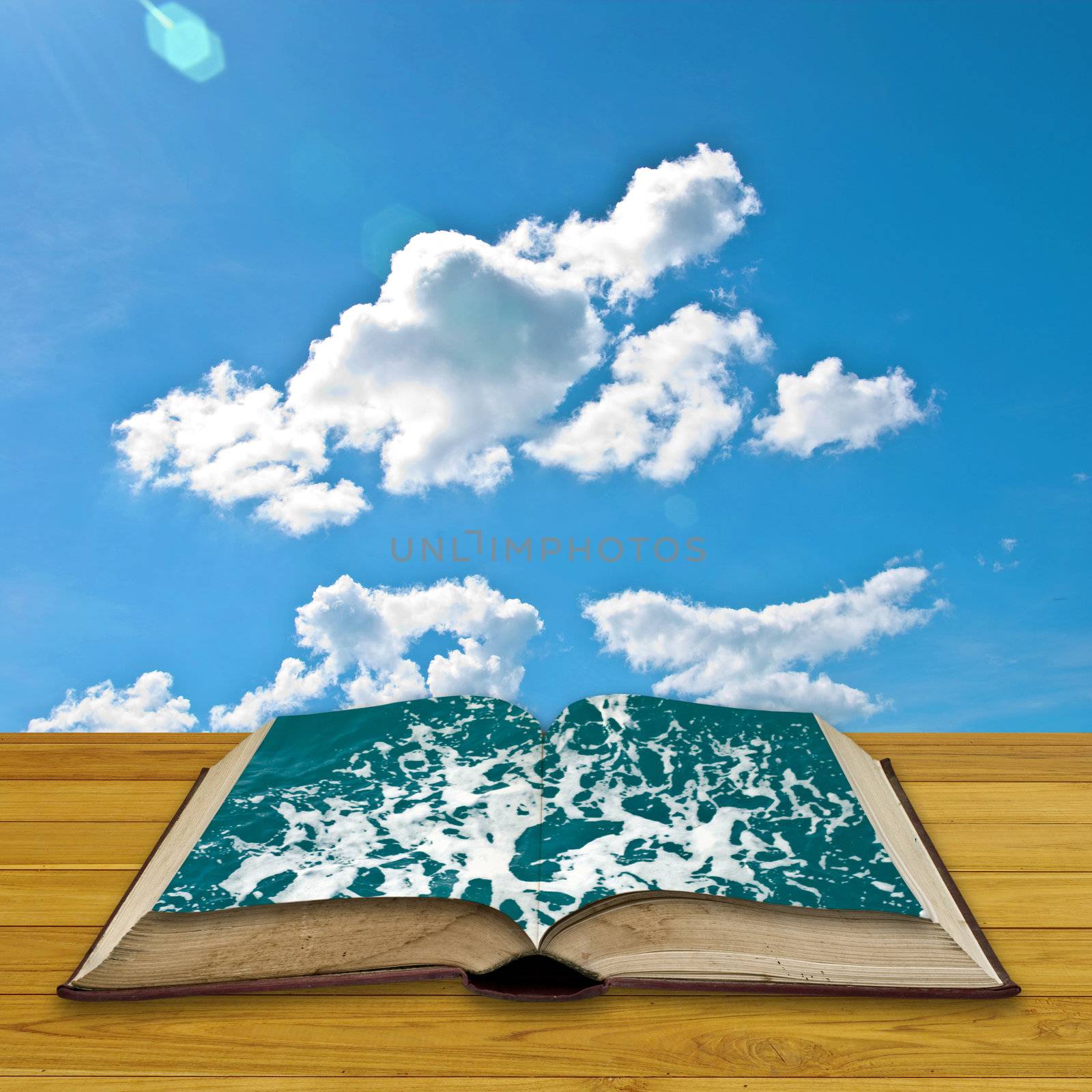 Open book to the sea, Tourism concept