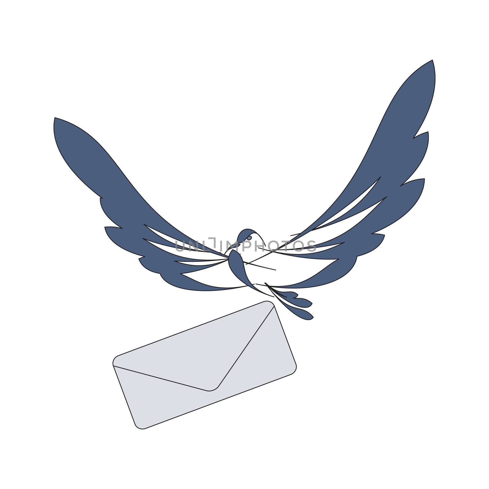 nice image with flying dove and mail 