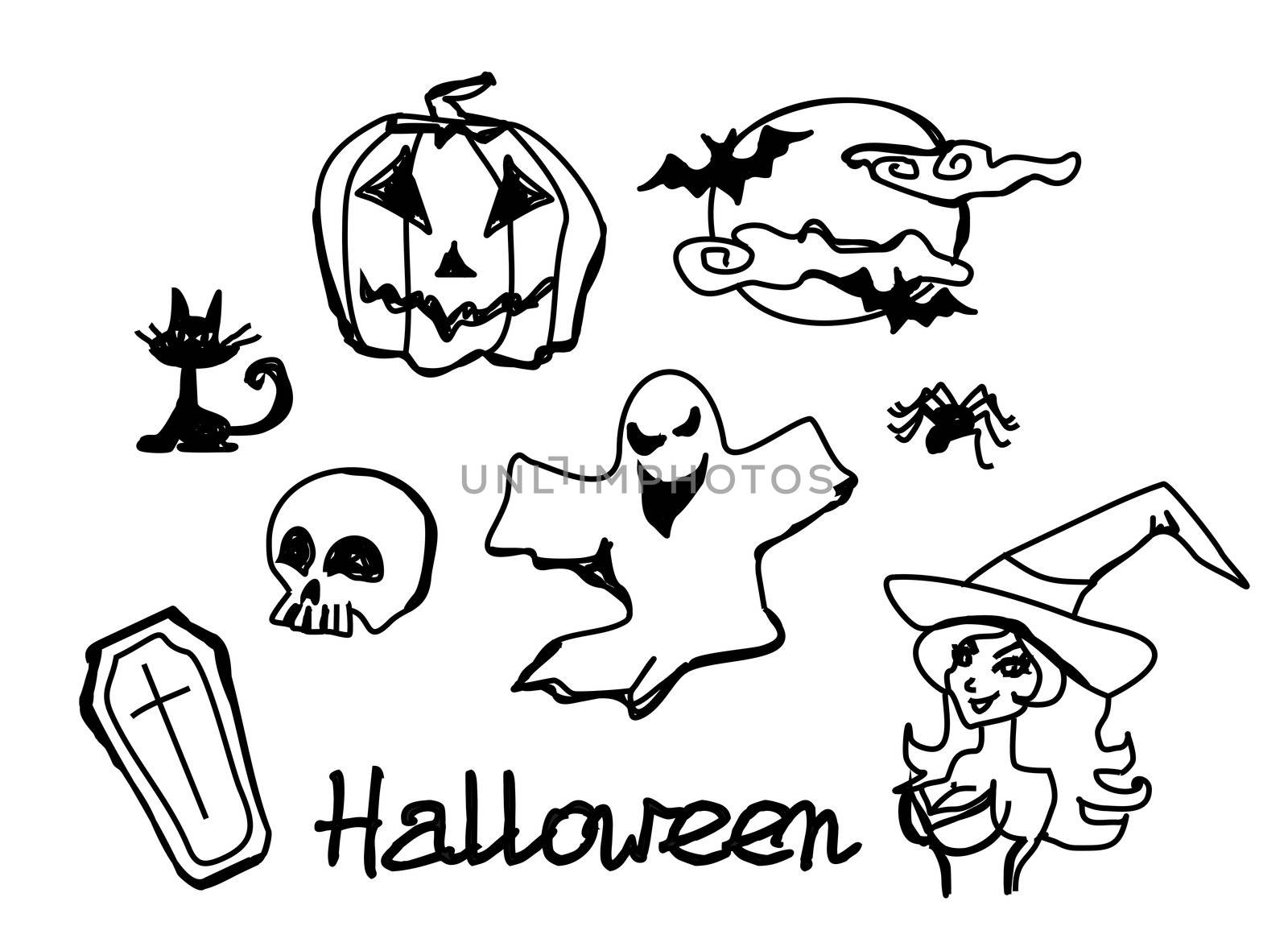 Set with halloween doodles