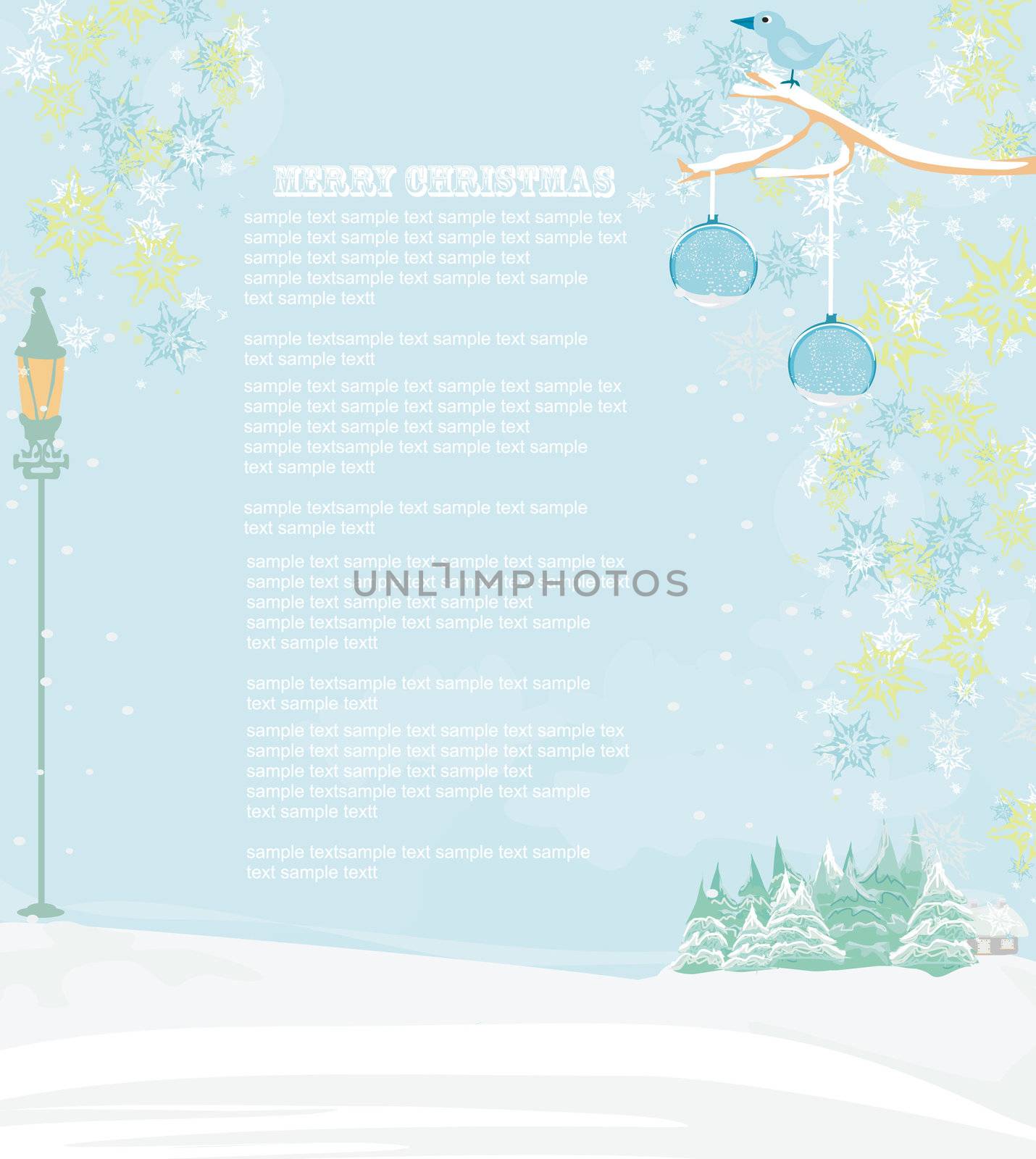 Christmas night in the village card