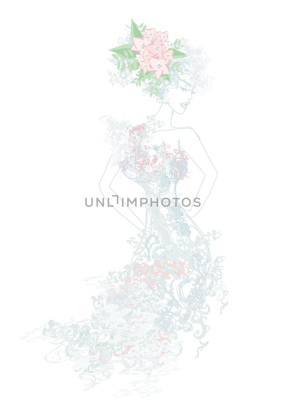 Abstract Beautiful floral Woman