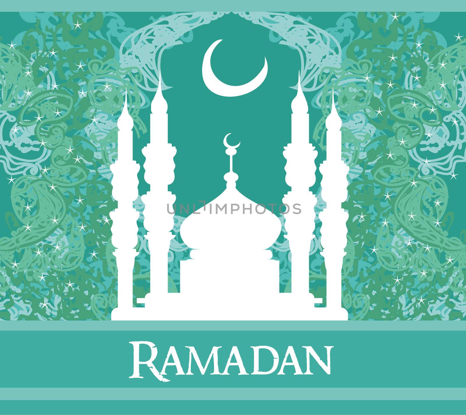 Ramadan background - mosque silhouette vector card