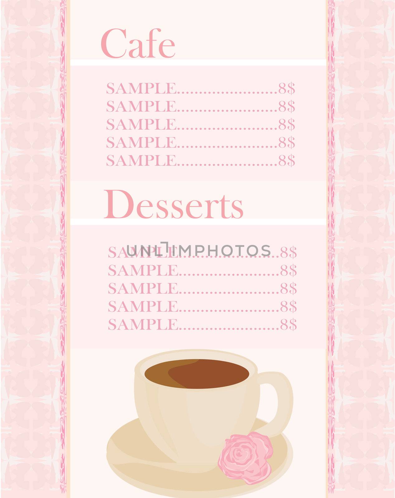 menu coffee shop and restaurant
