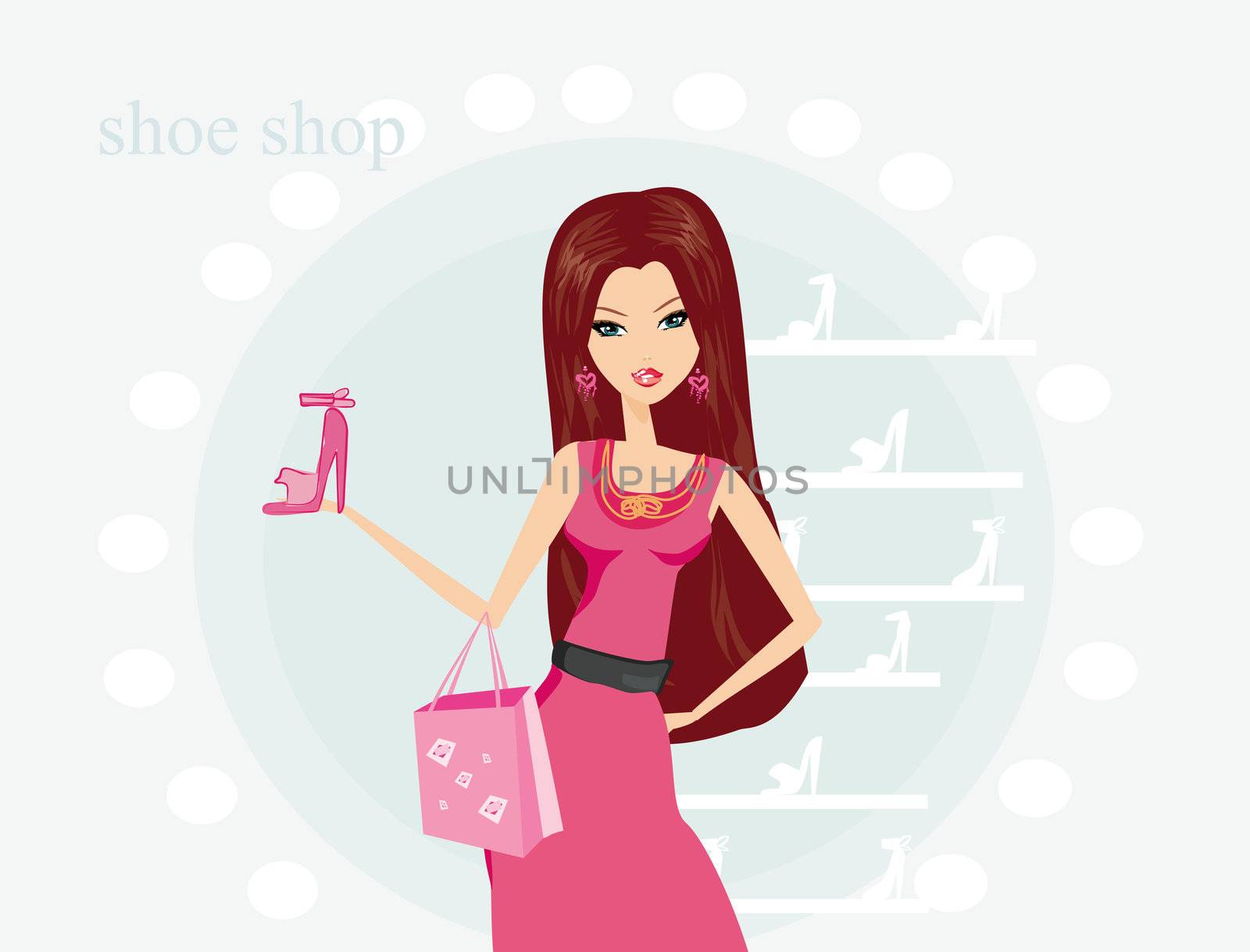 Fashion girl shopping in shoe shop
