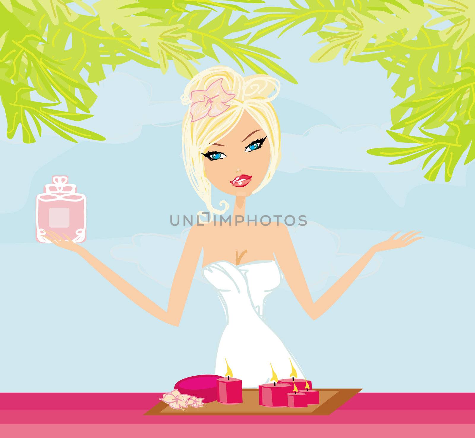 pretty girl enjoying elegant spa