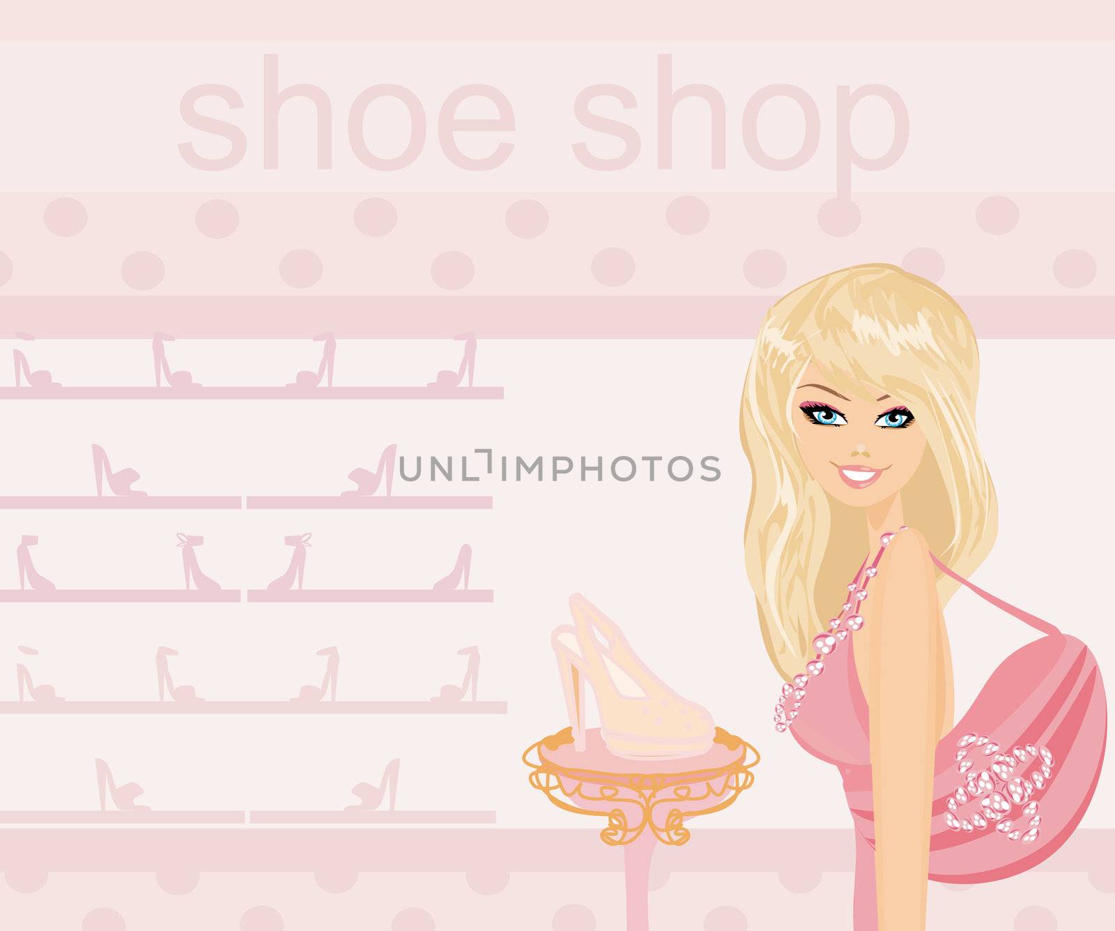 Fashion girl shopping in shoe shop