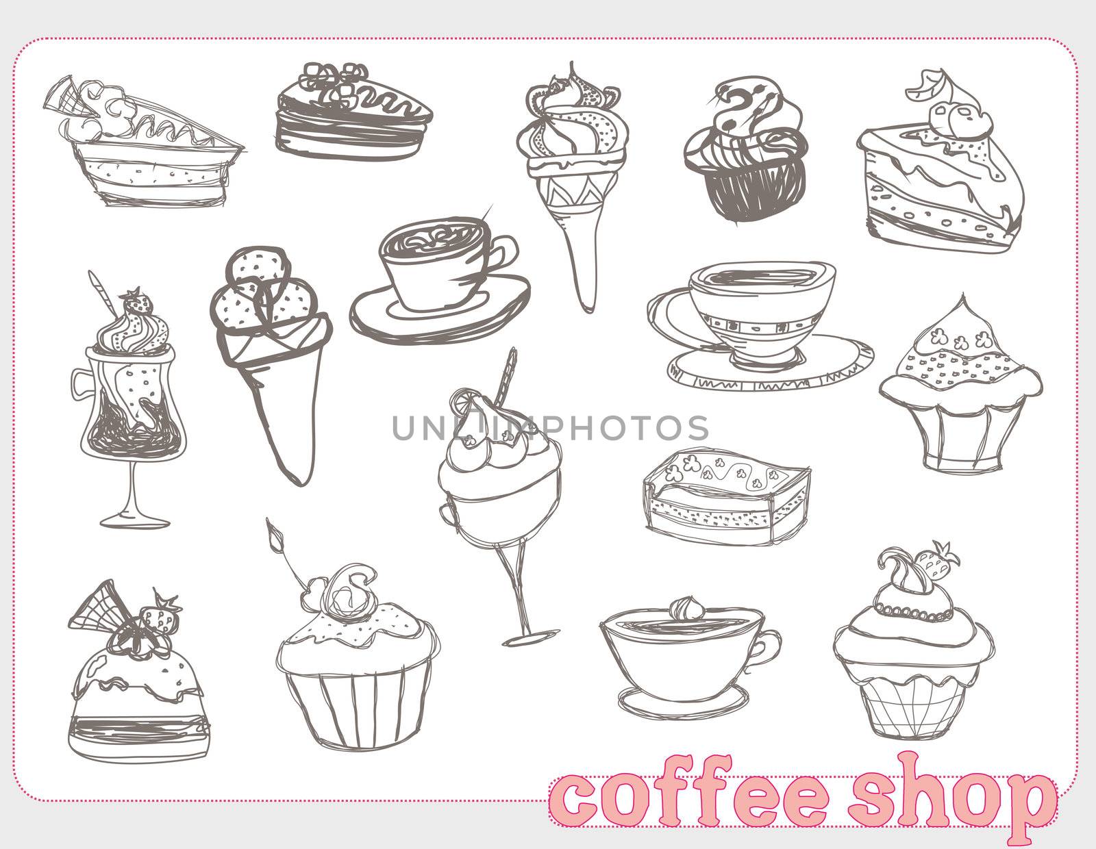 sweet dessert coffee doodle
