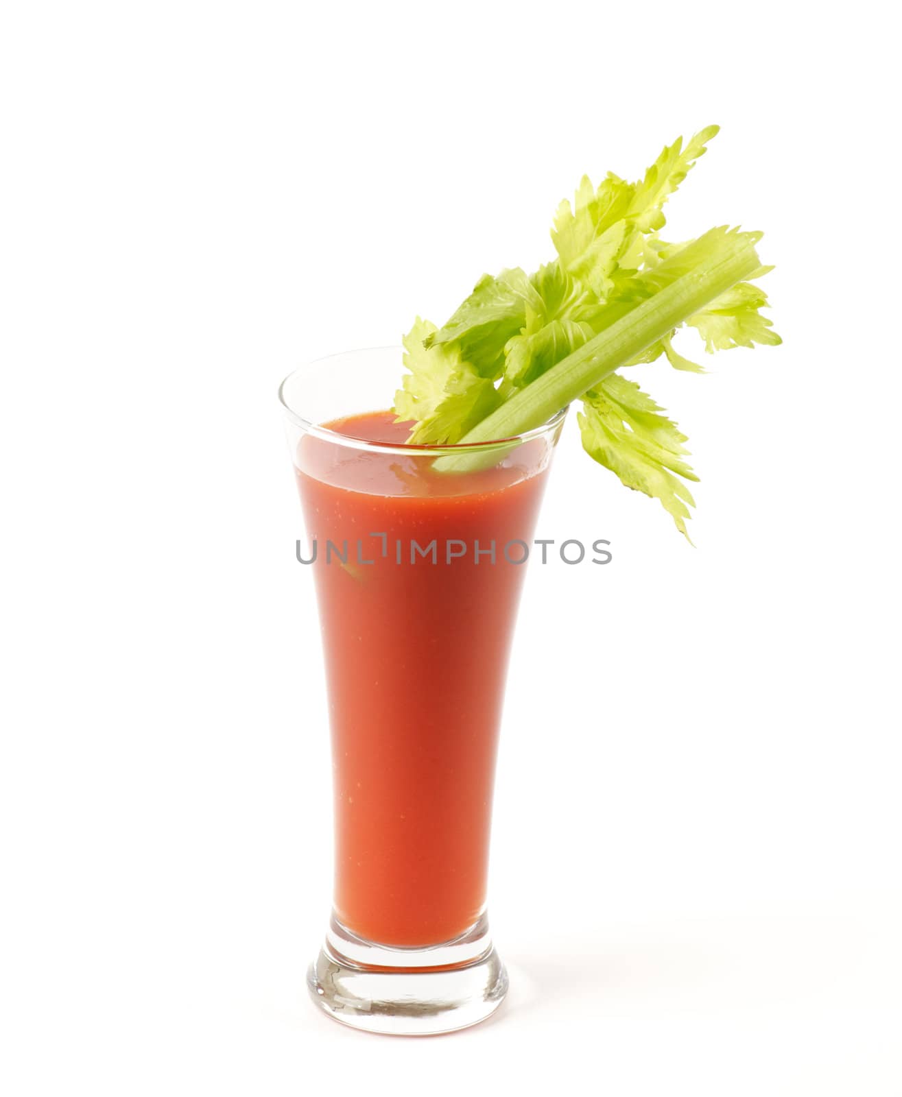 Spicy Tomato Juice with Celery isolated on white background