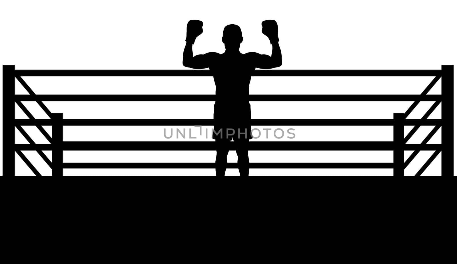 Illustrated silhouette of a boxer champion