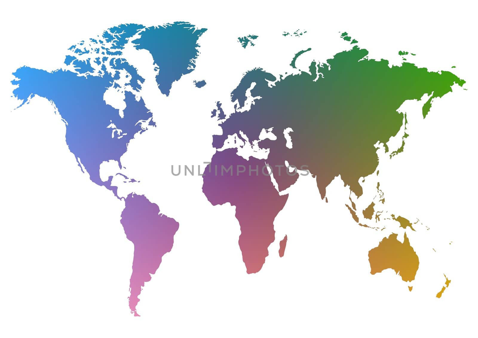Illustration of a colourful map of the world