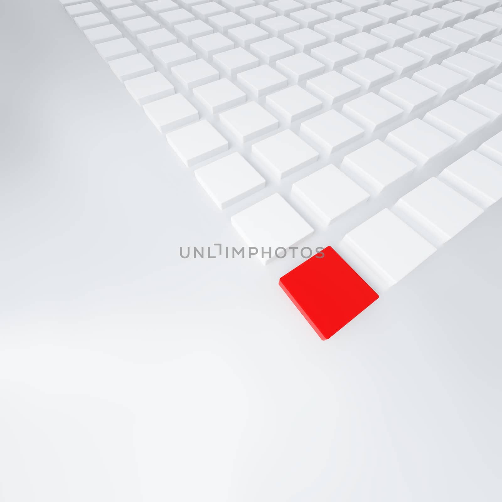 group of cubes of white and red color on light background