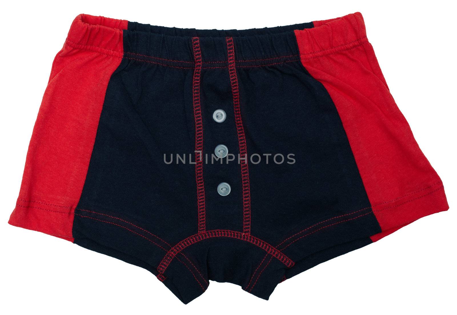 Children's underwear - black and red colors isolated on white background