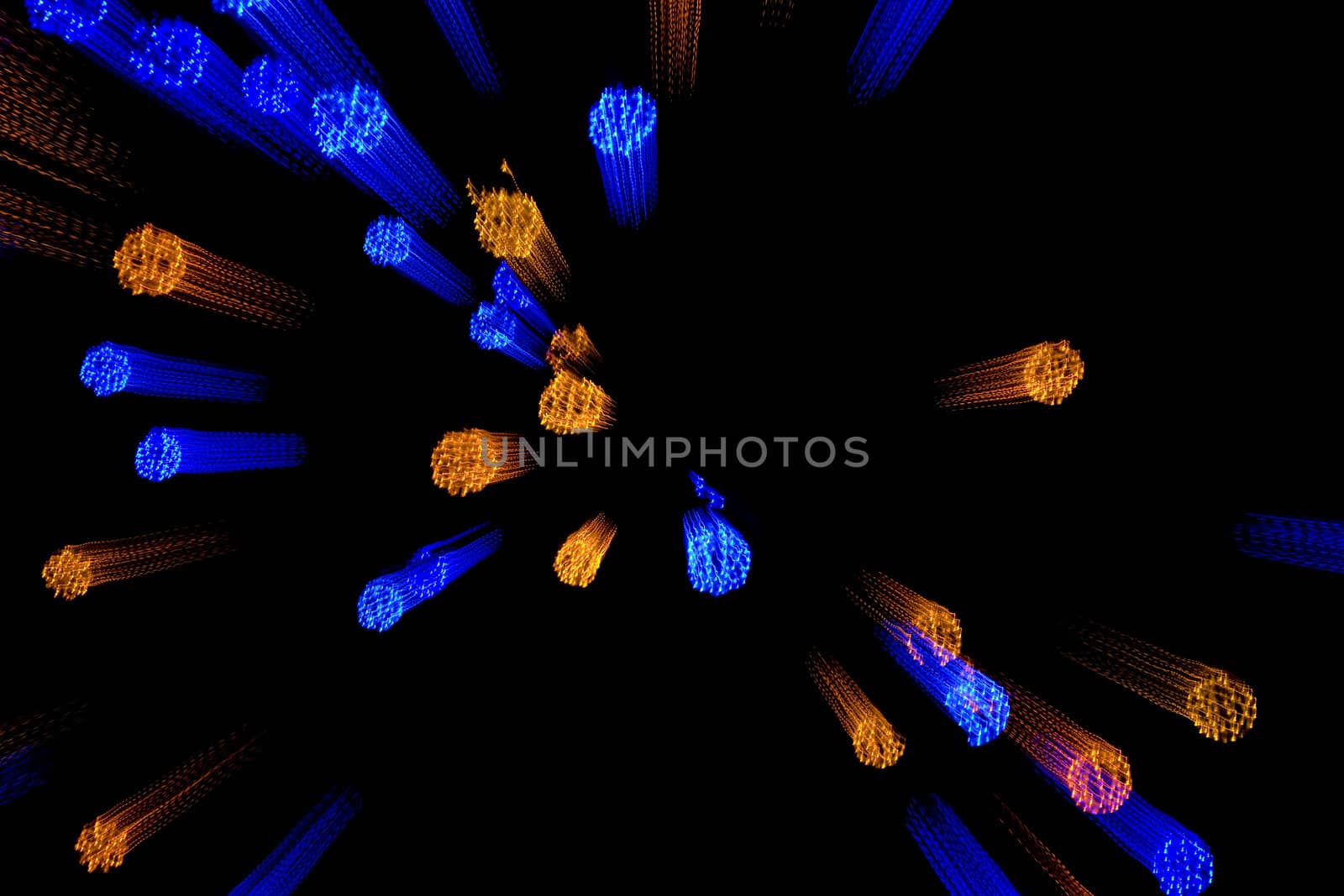 Abstract varicolored lights in the night sky