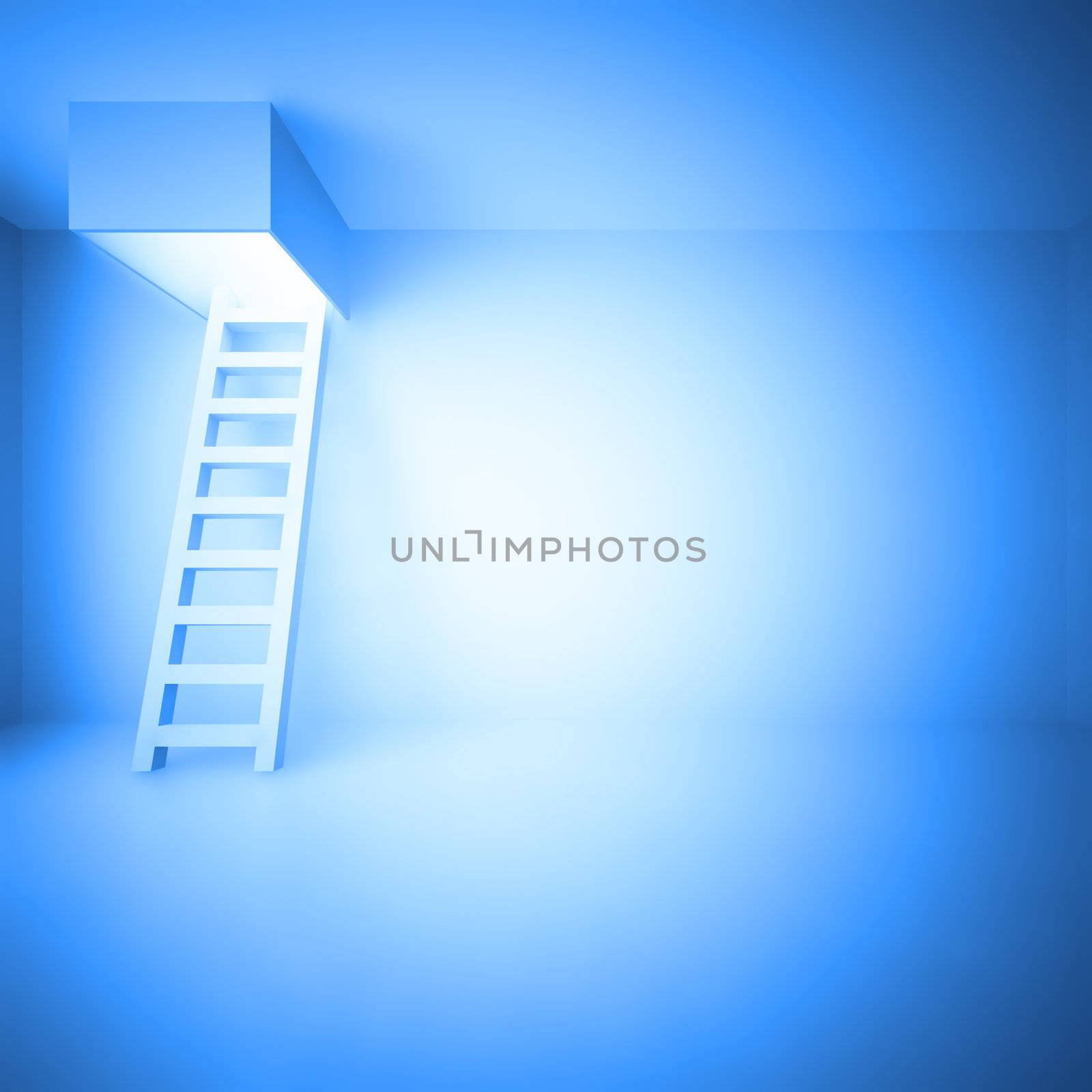 Ladder upwards in a light room