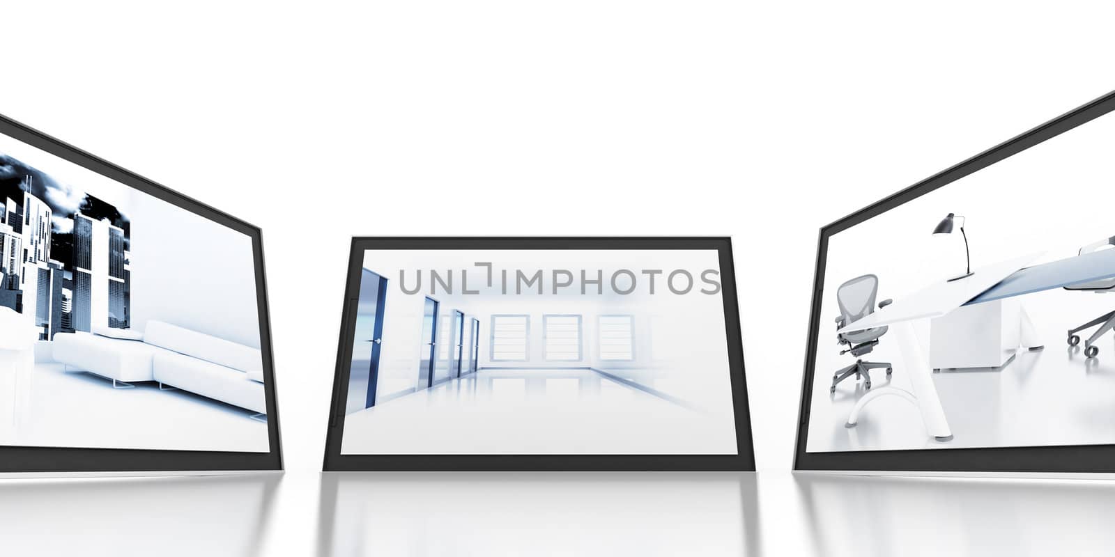 Set of monitors with static colourful and bright images by Serp