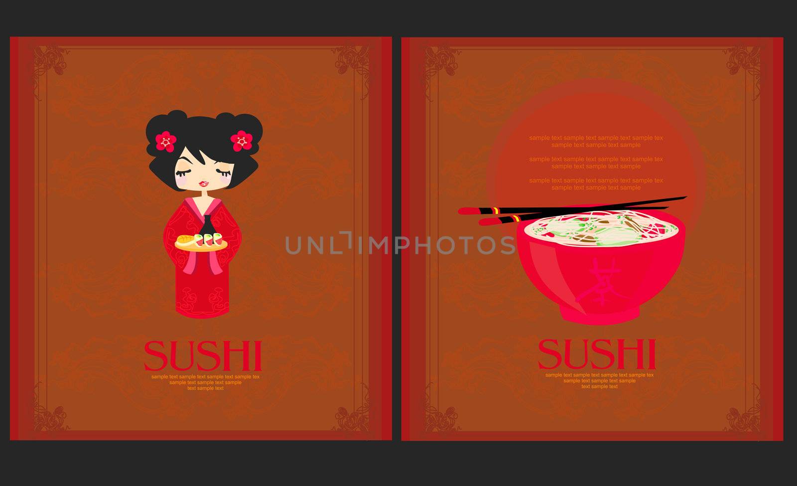 template of traditional Japanese food menu
