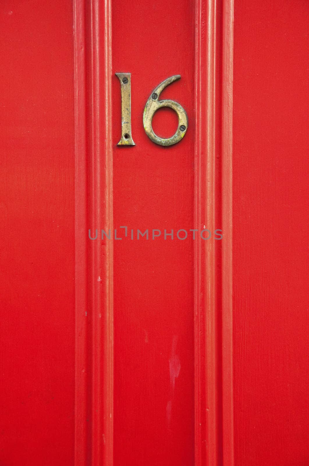 number sixsteen on the old door in London, UK