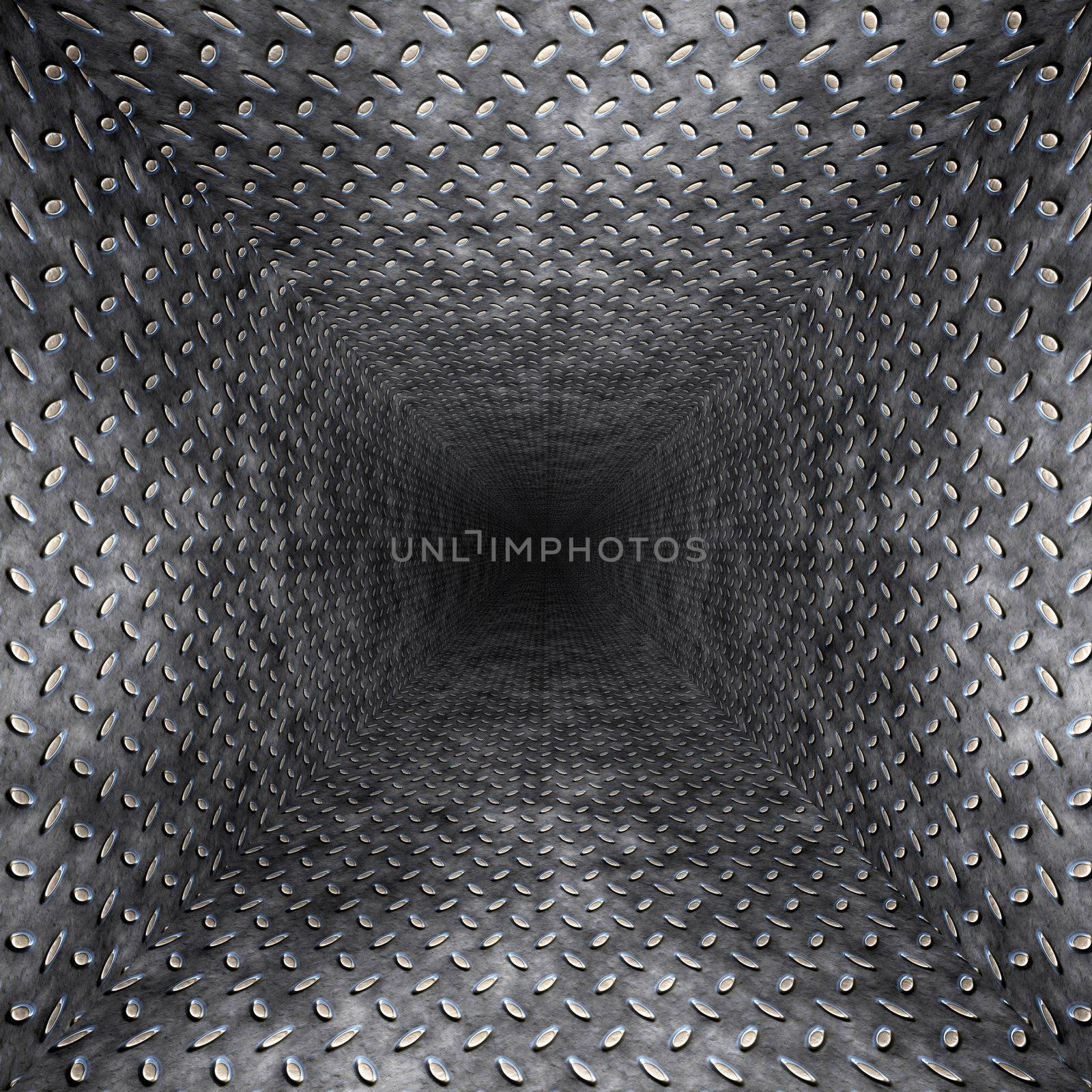 diamond plate metal tunnel by clearviewstock