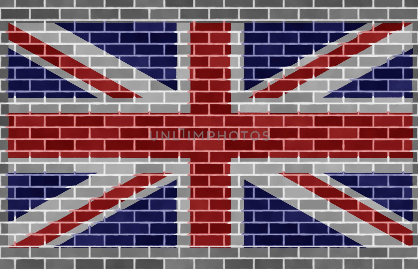 Flag of great britain on gray brickswall by nadil