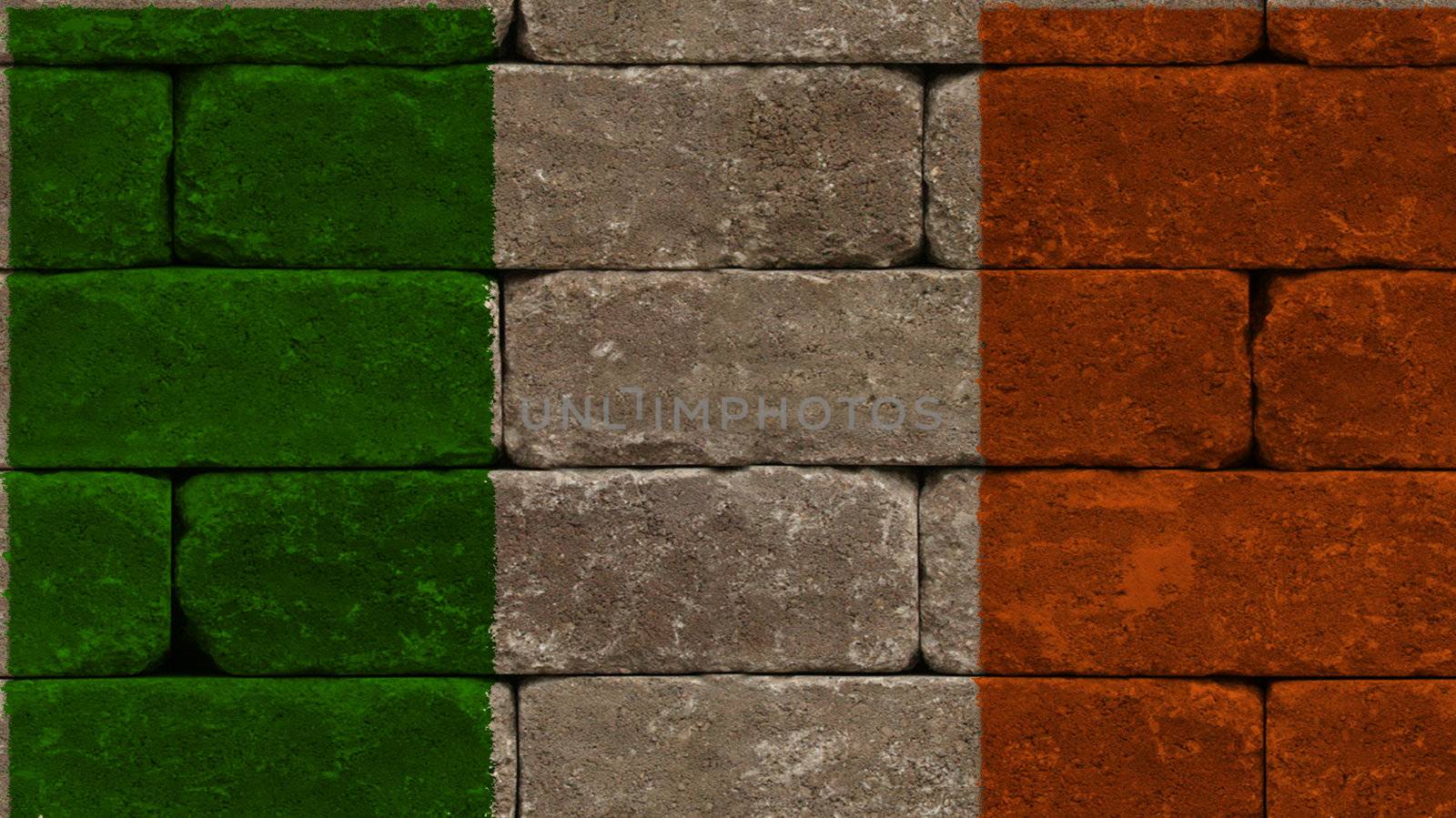flag of ireland on bricks by nadil