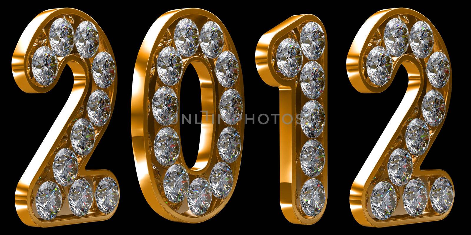 Golden 2012 year incrusted with diamonds. Other numbers are in my portfolio