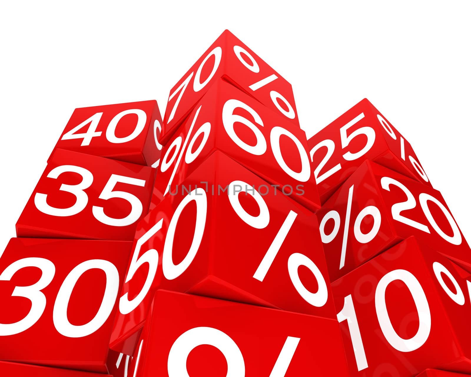 many red sale percent cubes high tower