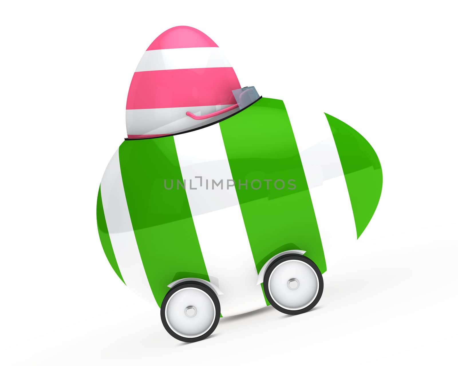 colorful easter egg figure sit in car