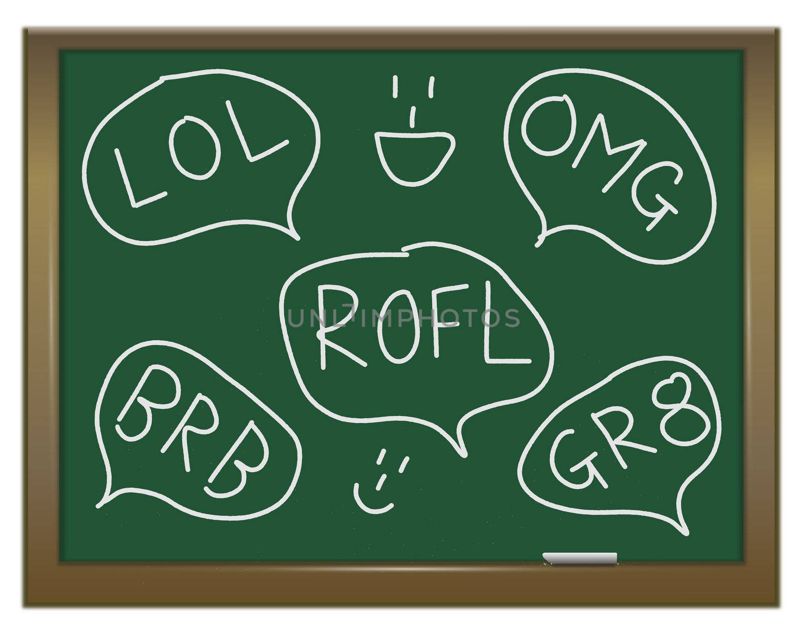 Illustration depicting a green chalkboard with a text talk concept written on it.