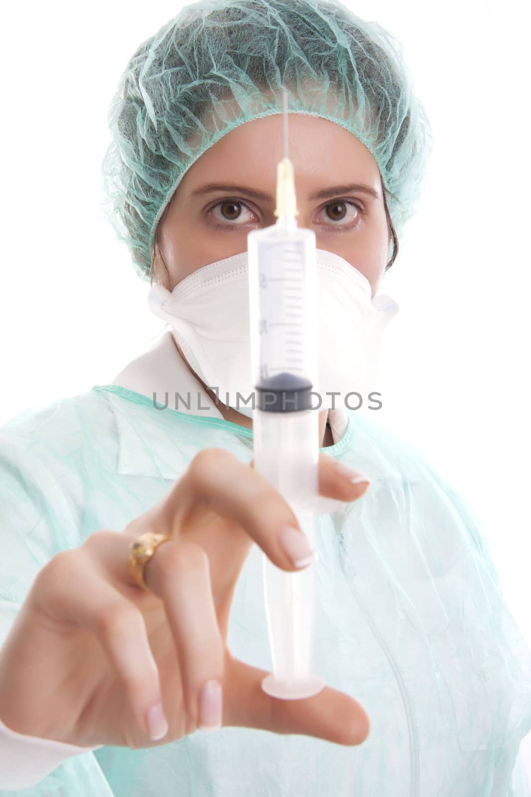 Nurse holding a syringe by jfcalheiros