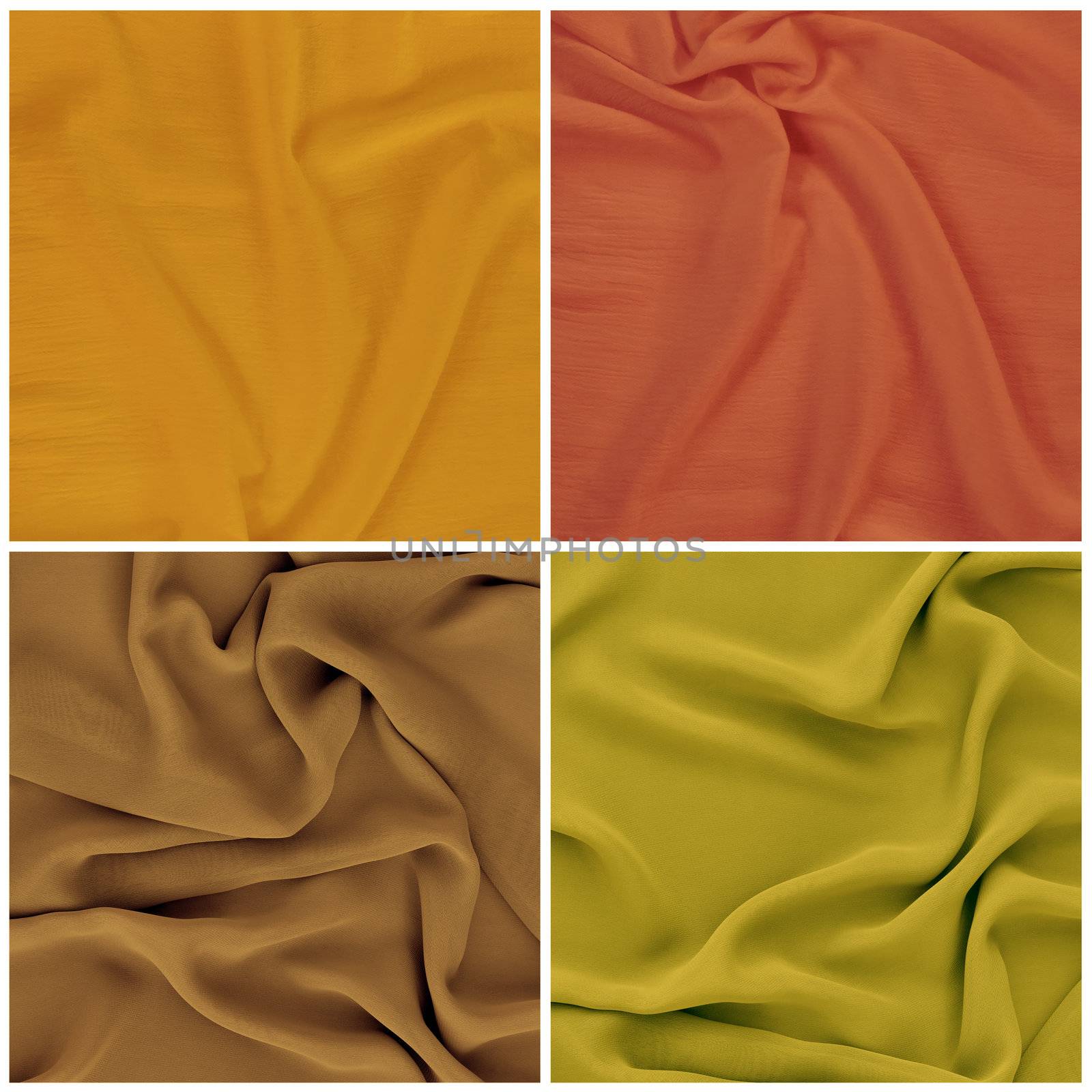 Set backgrounds, texture of colored fabric draped cloth