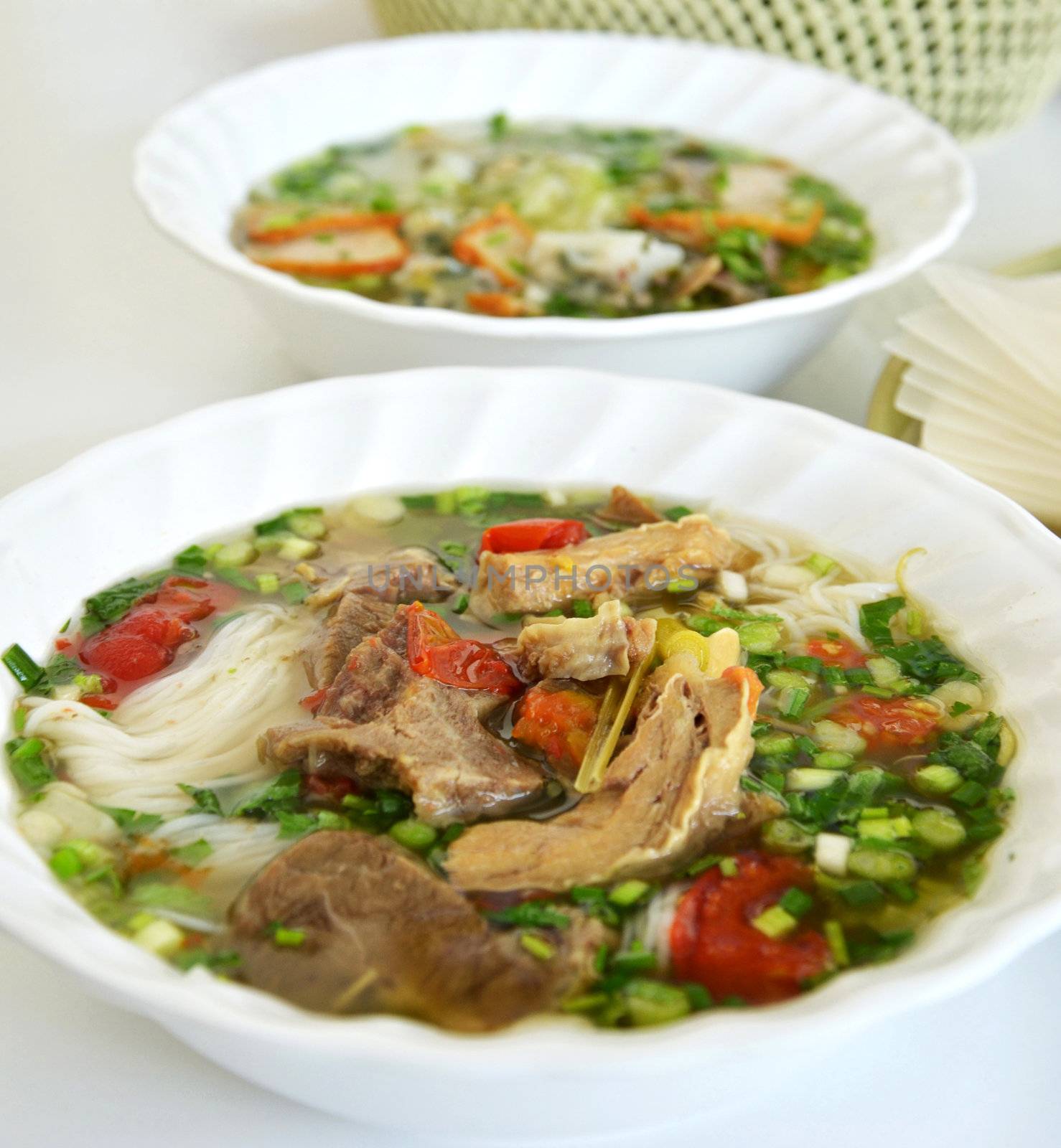 beef soup noodles , Vietnamese noodles